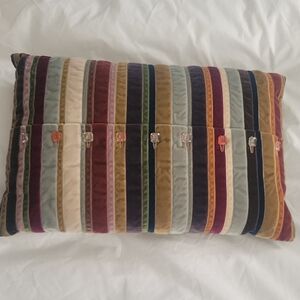 Dransfield & Ross Luxury Velvet Striped Multicolor Lumbar Pillow